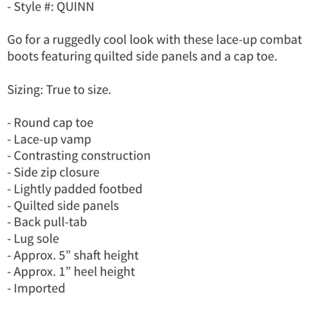 NEW 9 Wanted Quinn Quilted Combat Boot - Picture 6 of 7